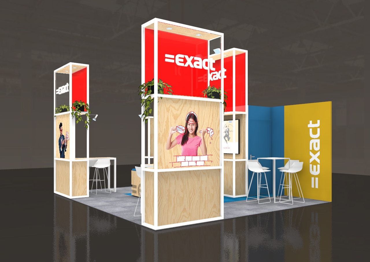 Wooden modular booth design for Exact Software.