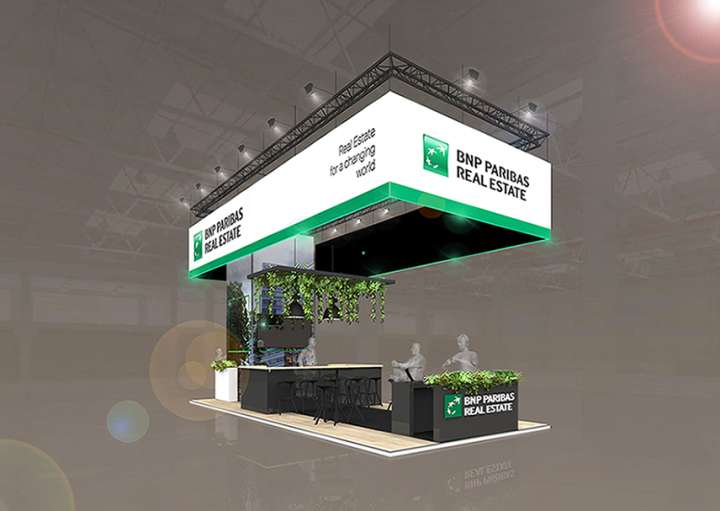 BNP Paribas Real Estate Stand at Provada Amsterdam. Design and build by Eldee.