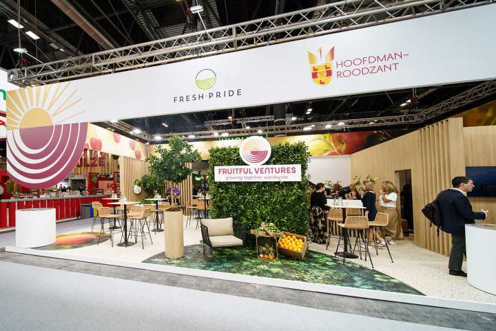 Exhibition Stand of Olympic Fruit at Fruit Attraction in Madrid. Designed and Build by Eldee Expo Experts