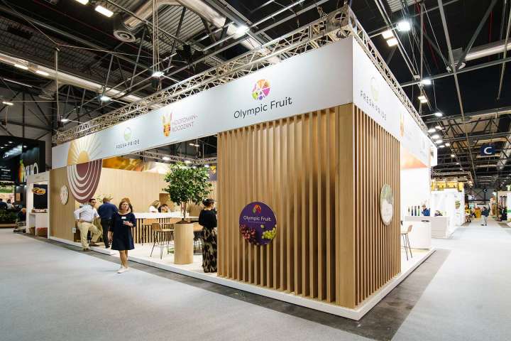 Exhibition Stand of Olympic Fruit at Fruit Attraction in Madrid. Designed and Build by Eldee Expo Experts