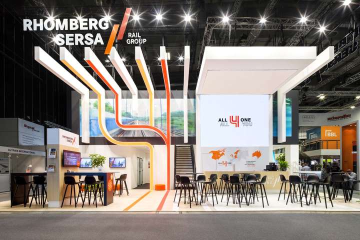 Two-storey booth Rhomberg Sersa Rail - InnoTrans Booth building.